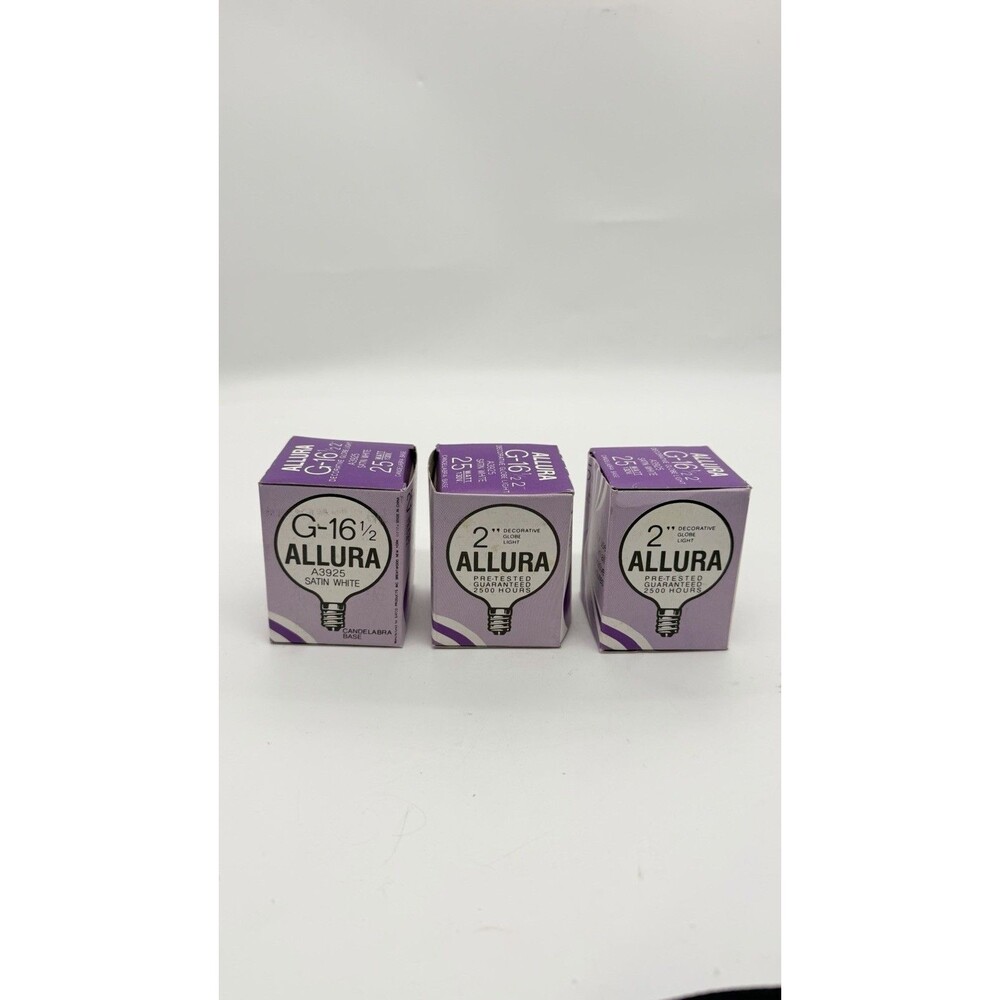 3 Allura G-16 1/2 Decorative Globe Light Bulbs A3925 Satin White 25W 130V